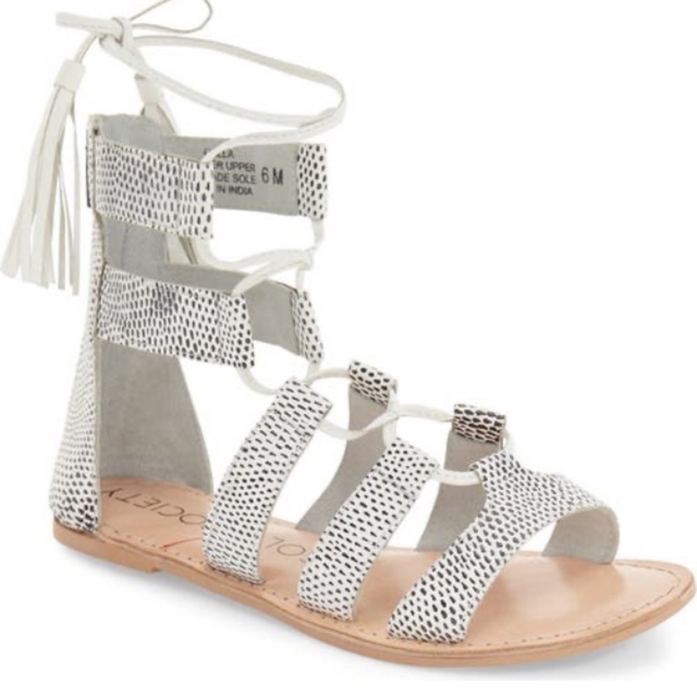 Sole Society Calla black & white gladiator sandals